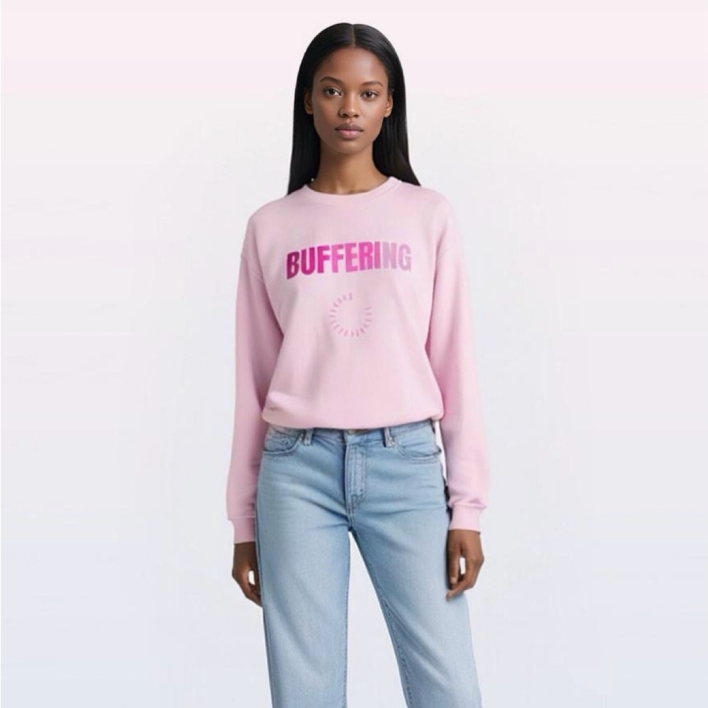 Pink 'Buffering' Crewneck Sweatshirt